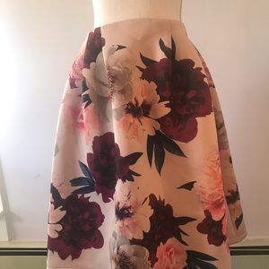 SOLD - Floral Print Pleated Scuba Skirt